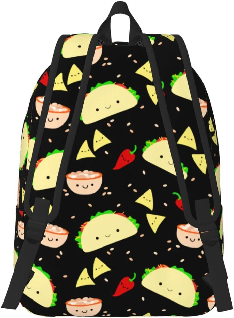 Cute Food Taco Backpack for Girls Boys Women Lightweight Canvas Bookbag Casual Daypack for Travel Outdoor Camping, 15 Inch