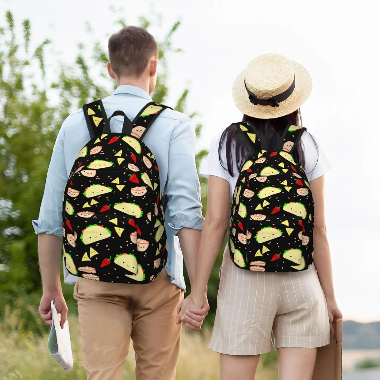Cute Food Taco Backpack for Girls Boys Women Lightweight Canvas Bookbag Casual Daypack for Travel Outdoor Camping, 15 Inch