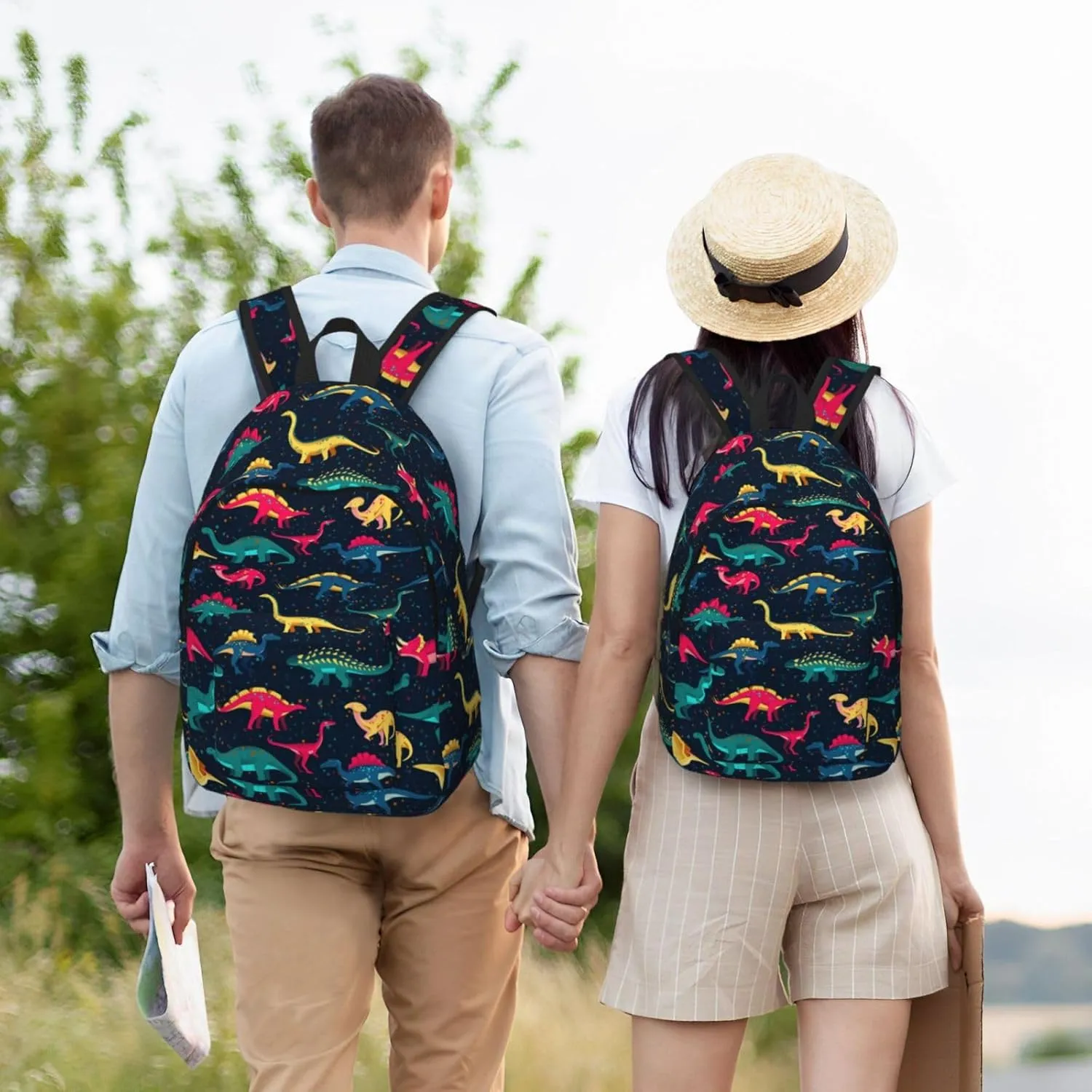 Cute fun dinosaurs Canvas Backpacks Laptop Backpack Multipurpose Double Shoulder Bag for Men Women Gifts Medium