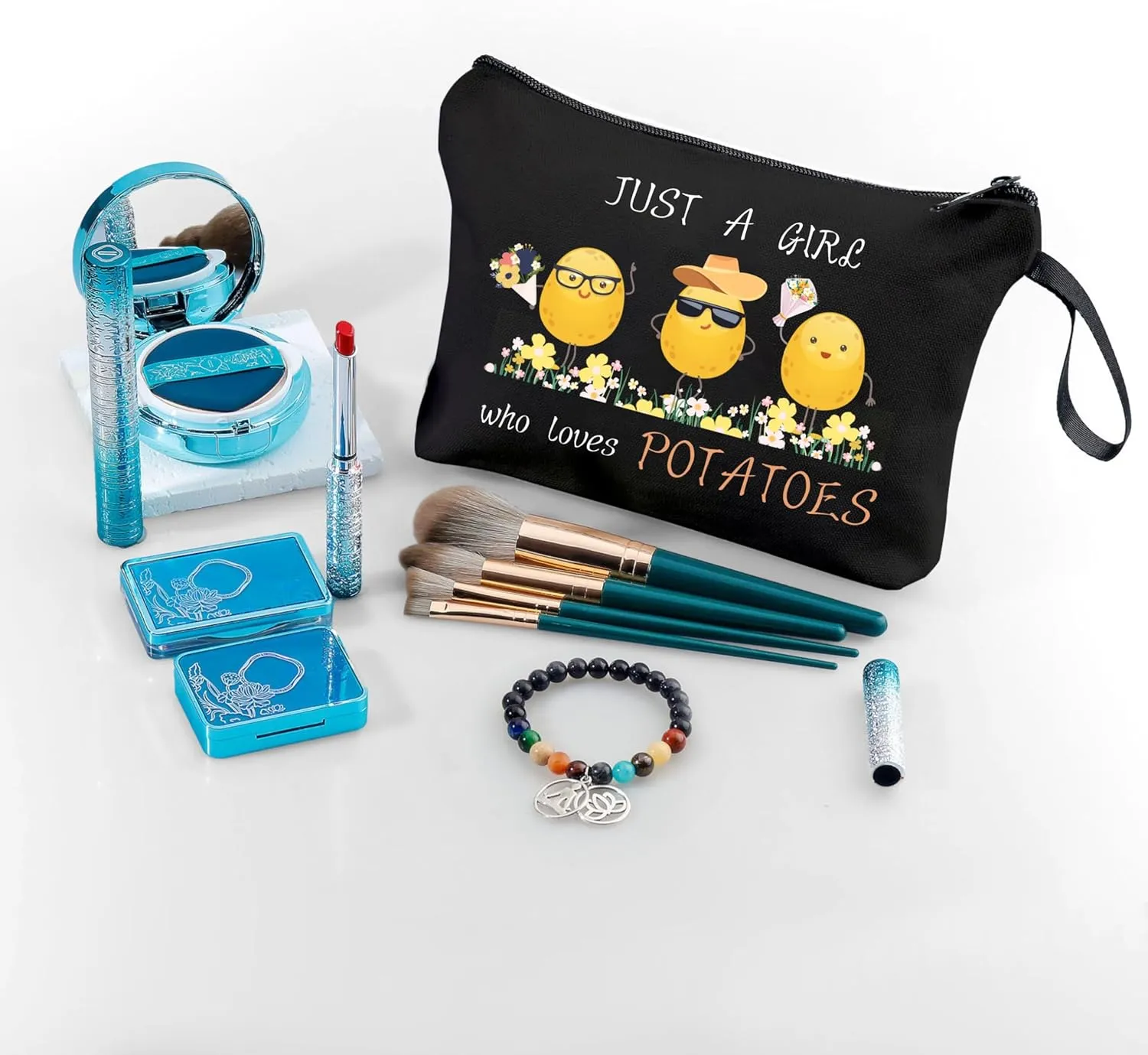 Cute Potato Gifts - Best Friend Birthday Gifts for Teenage Girls, Just A Girl Who Loves Potatoes, Small Cosmetic Bag for Purse, Funny Presents