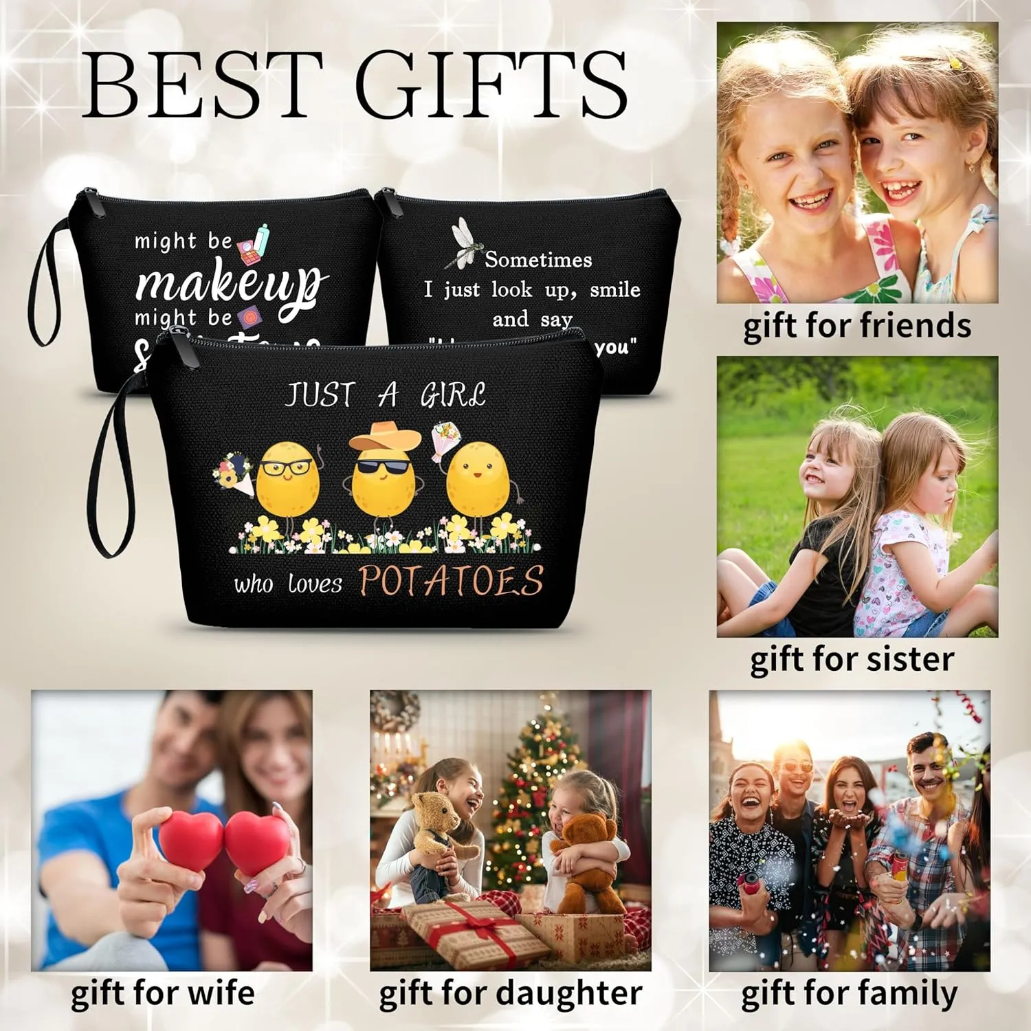 Cute Potato Gifts - Best Friend Birthday Gifts for Teenage Girls, Just A Girl Who Loves Potatoes, Small Cosmetic Bag for Purse, Funny Presents