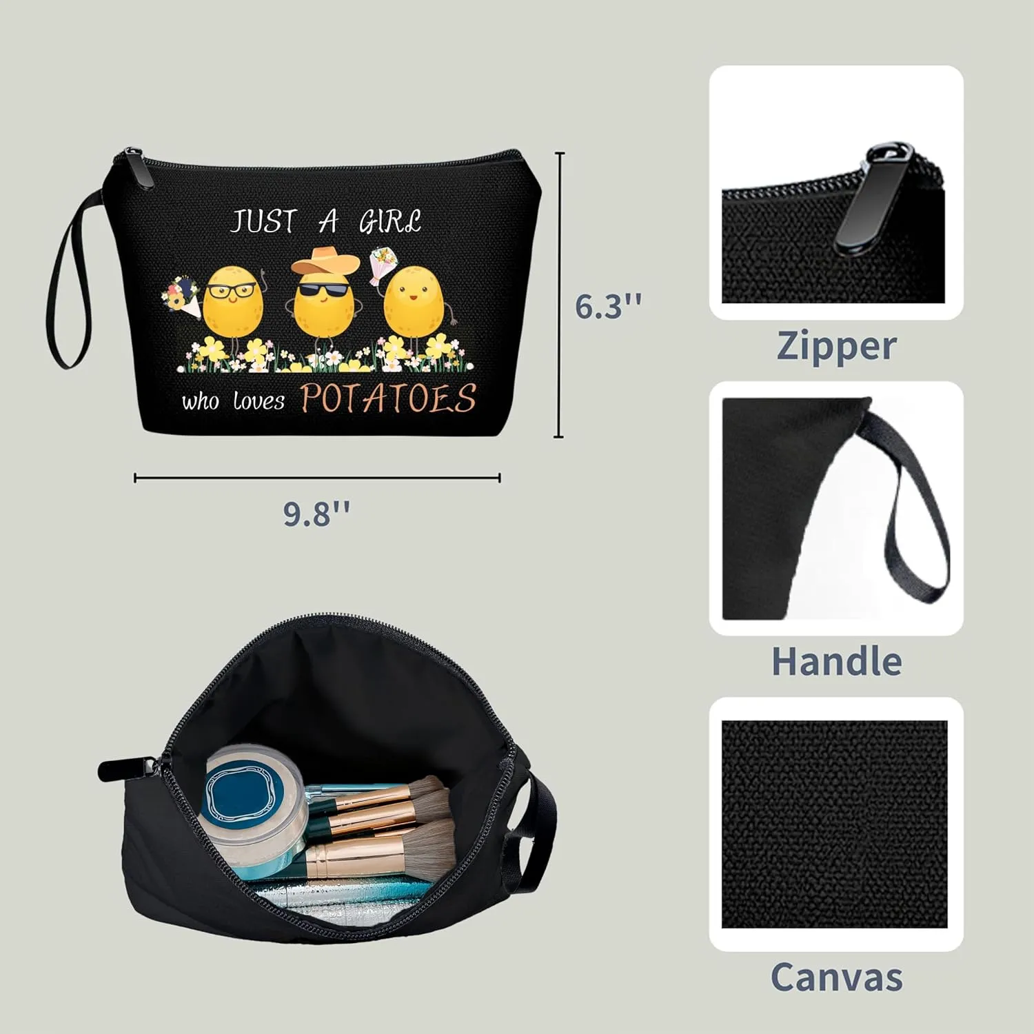Cute Potato Gifts - Best Friend Birthday Gifts for Teenage Girls, Just A Girl Who Loves Potatoes, Small Cosmetic Bag for Purse, Funny Presents