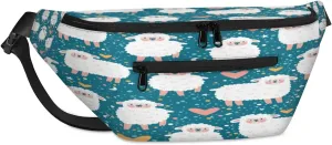 Cute Sheep Crossbody Sling Bag for Women Men Crossbody Backpack with 4 Zipper Pockets Fanny Pack Shoulder Casual Daypack for Travel Running Hiking Cycling