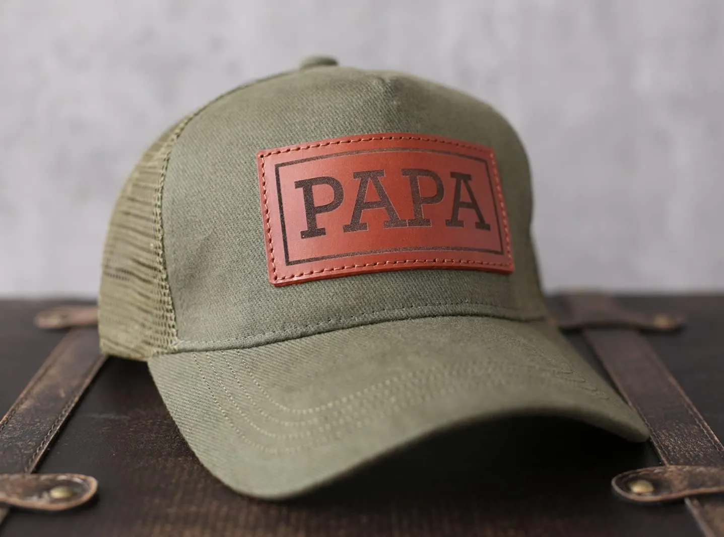 Dad Hat Gift for Father's Day - New Grandpa Gift Trucker Hat for Dad Golf Hat with Custom Leather Patch