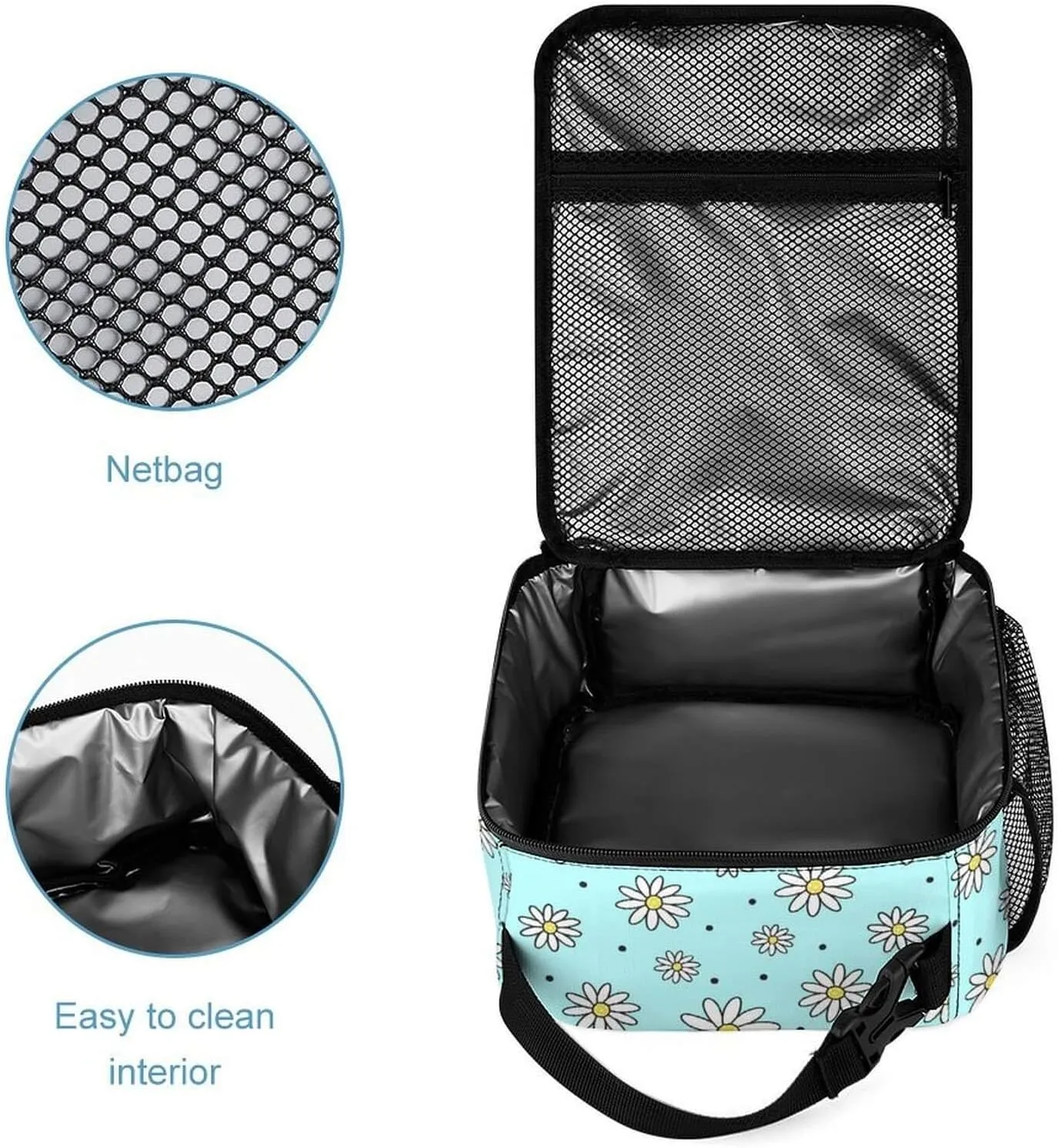 Daisy Backpack with Lunch Box & Pencil Case for Kids Girls Boys School, 16 Inch Cute daisies Bookbag, School Backpack for Students Children, Lightweight, Large Capacity