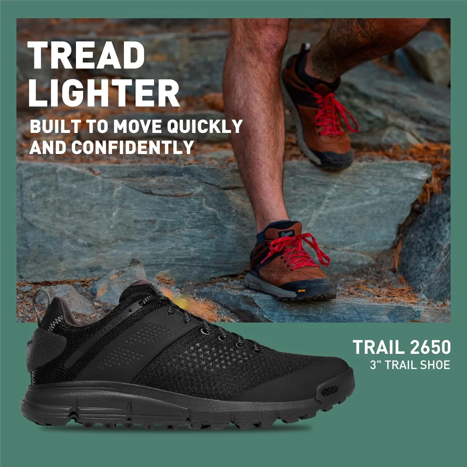 Danner Trail 2650 Hiking Shoes for Men - Durable Suede, Lightweight Textile with Breathable Mesh Lining, Ortholite Footbed & Vibram Traction Outsole