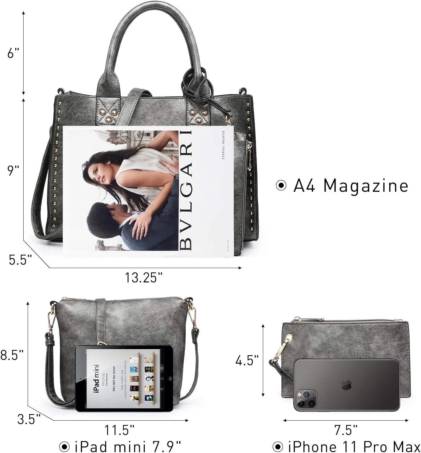 Dasein Purses Handbags for Women Tote Wallet Set Top Handle Satchel Shoulder Hobo Bag 3pcs