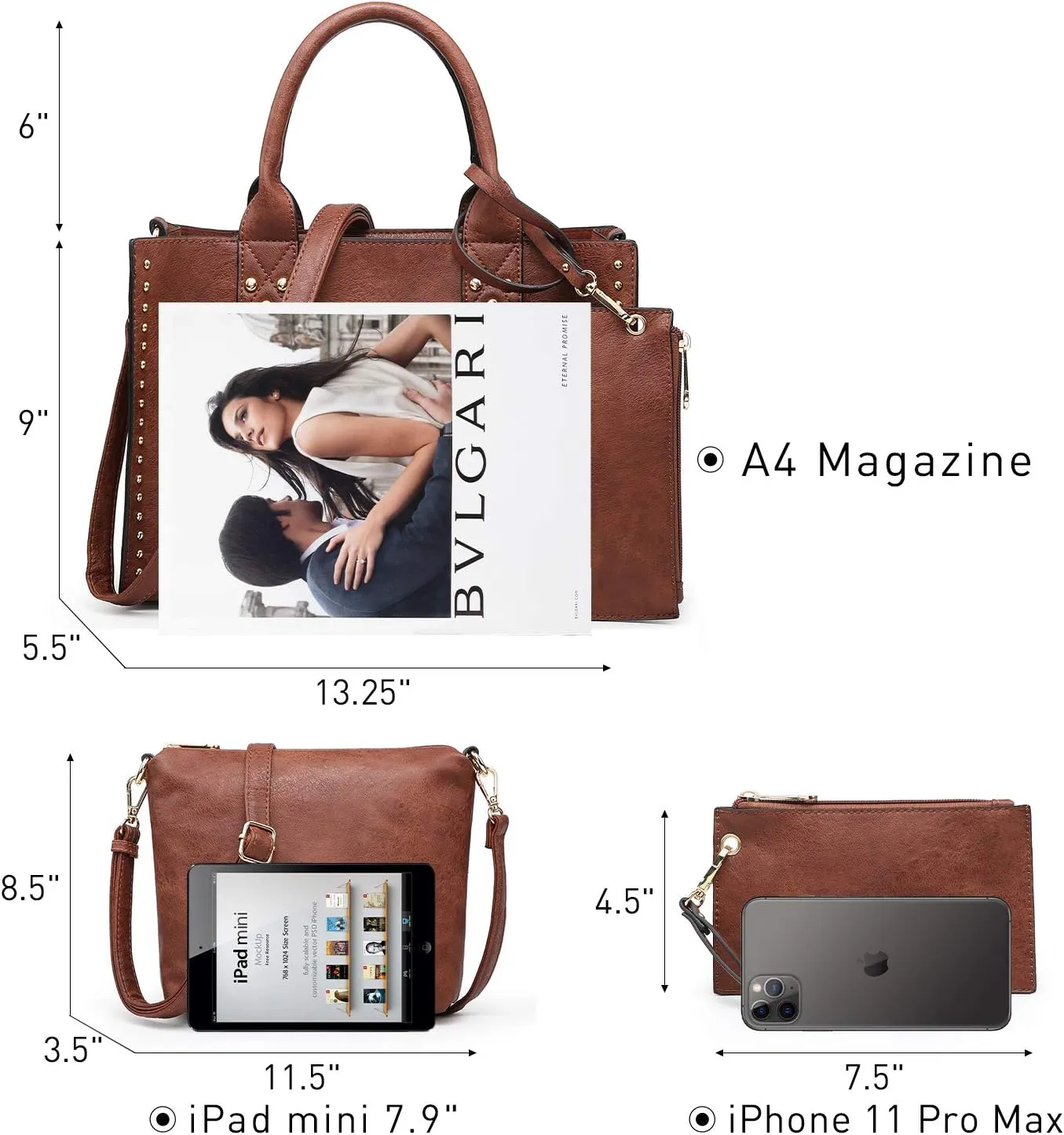 Dasein Purses Handbags for Women Tote Wallet Set Top Handle Satchel Shoulder Hobo Bag 3pcs