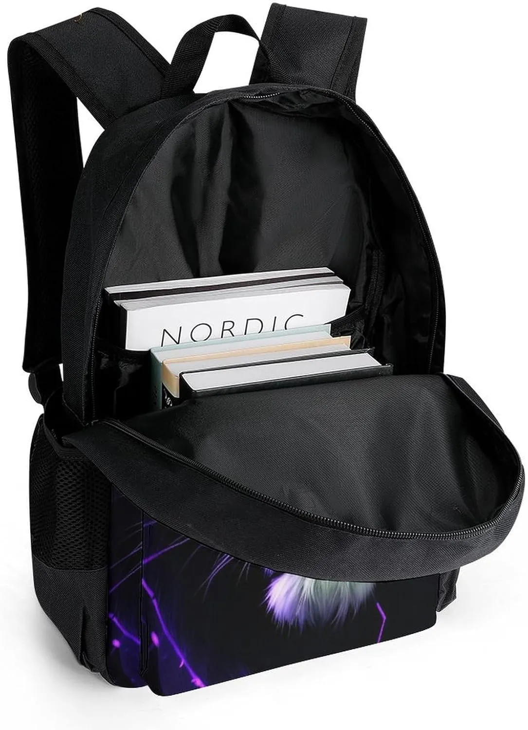 Daypack Backpack Anti-Theft Multipurpose Big Capacity Bookbag - Lion King Purple Lighting Art Business Computer Bag With Side Pockets
