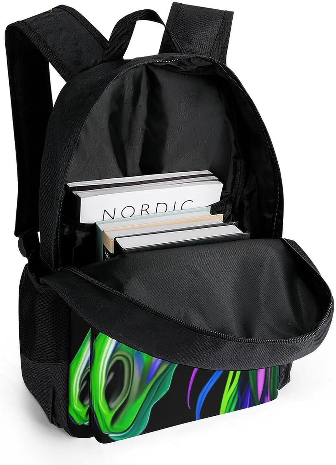 Daypack Backpack Anti-Theft Multipurpose Big Capacity Bookbag - Rainbow Wild Horse Head Art Business Computer Bag With Side Pockets