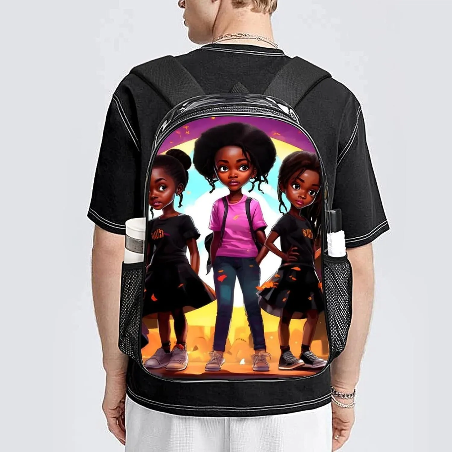 Daypack Bookbag Anti-Theft Multipurpose Large Capacity Bookbag - African American Black Women Women Art Travel Hiking & Camping Rucksack Transparent Bag