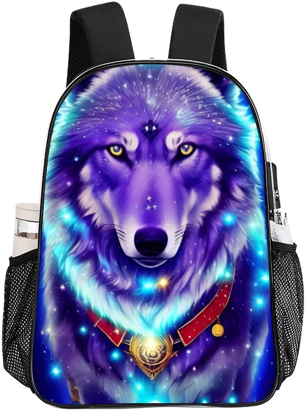 Daypack Bookbag Multipurpose Anti-Theft Big Capacity Carry On Bag - Blue Universe Galaxy Magic Wolf In The Space Art Travel Hiking & Camping Rucksack Transparent Bag