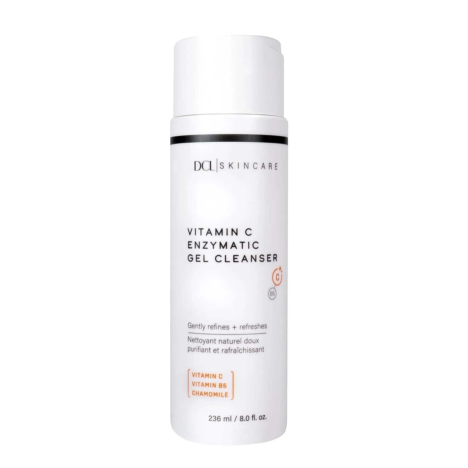 DCL Skincare Vitamin C Enzymatic Gel Cleanser with Sugar Fruit Enzymes & Vitamins C/B5, 8.0 Fl oz