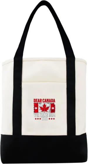 Dear Canada We Hate Him Too Political Canvas Tote Bag For Mothers