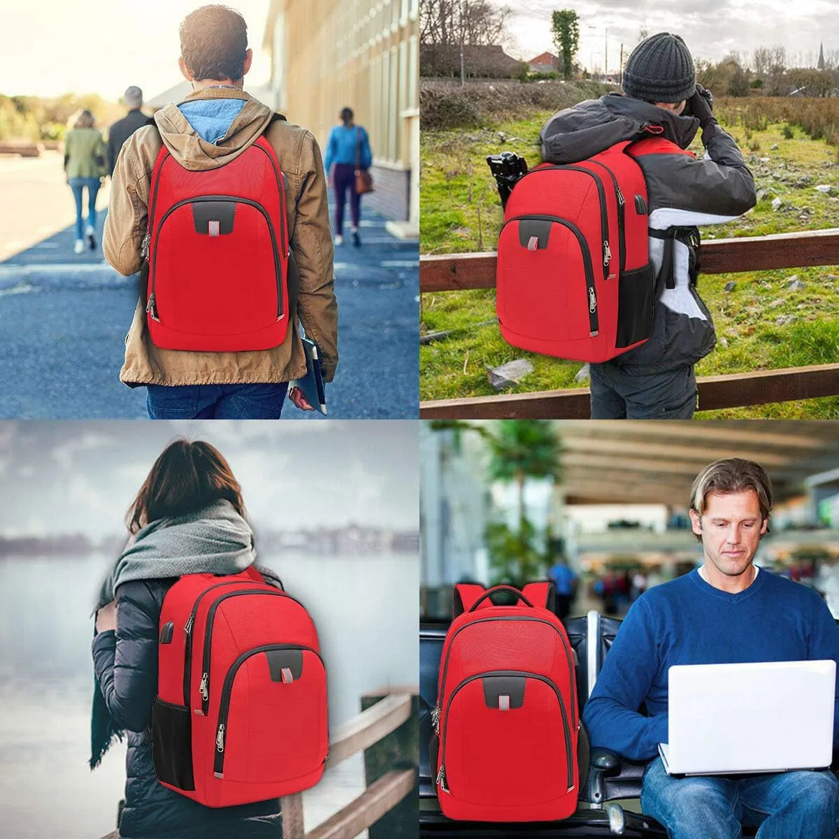 Della Gao Laptop Backpack for Men, Large Anti-Theft Business Travel Backpack with USB Charging Port, Water Resistant College School Computer Bag for Men/Women for 17 Inch Laptop and Notebook