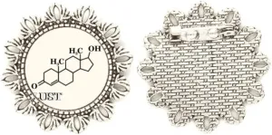 Desire Love Molecular Structure Silver Flower Brooch Hook Pin Breastpin
