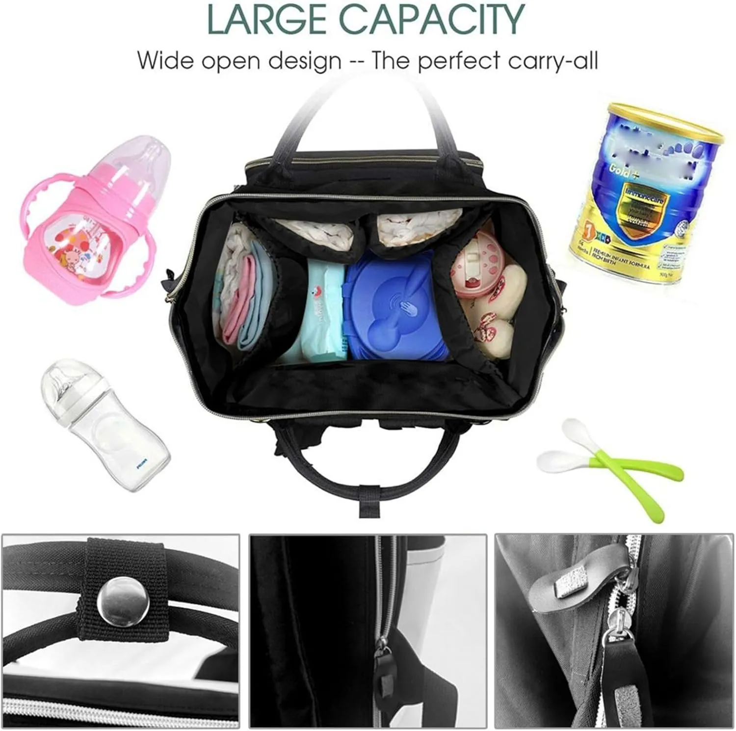 Diaper Bag Nappy Backpack Baby Bag Abstract Music Themed Mummy Backpack Multifunction Changing Bags for Travel, Golden Gate Bridge, One Size