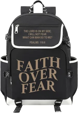 DIOMMELL Faith Over Faith Bible Verses Backpack Canvas Capacity Christian Backpack Laptop Backpack Travel Backpack