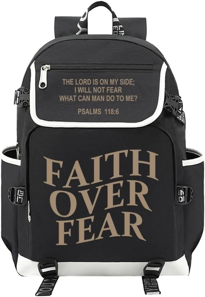 DIOMMELL Faith Over Faith Bible Verses Backpack Canvas Capacity Christian Backpack Laptop Backpack Travel Backpack