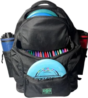 Disc Golf Bag SK2-30  Disc Capacity - Ripstop - 5 Storage and 2 Water Bottle Pockets - Frisbee Disc Golf Backpack - Black