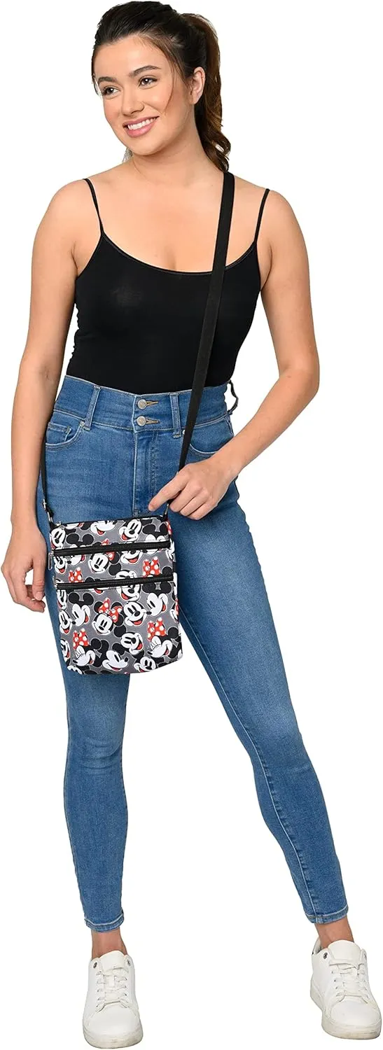 Disney Crossbody Bag Mickey Minnie Winnie the Pooh All Over Print Passport Travel