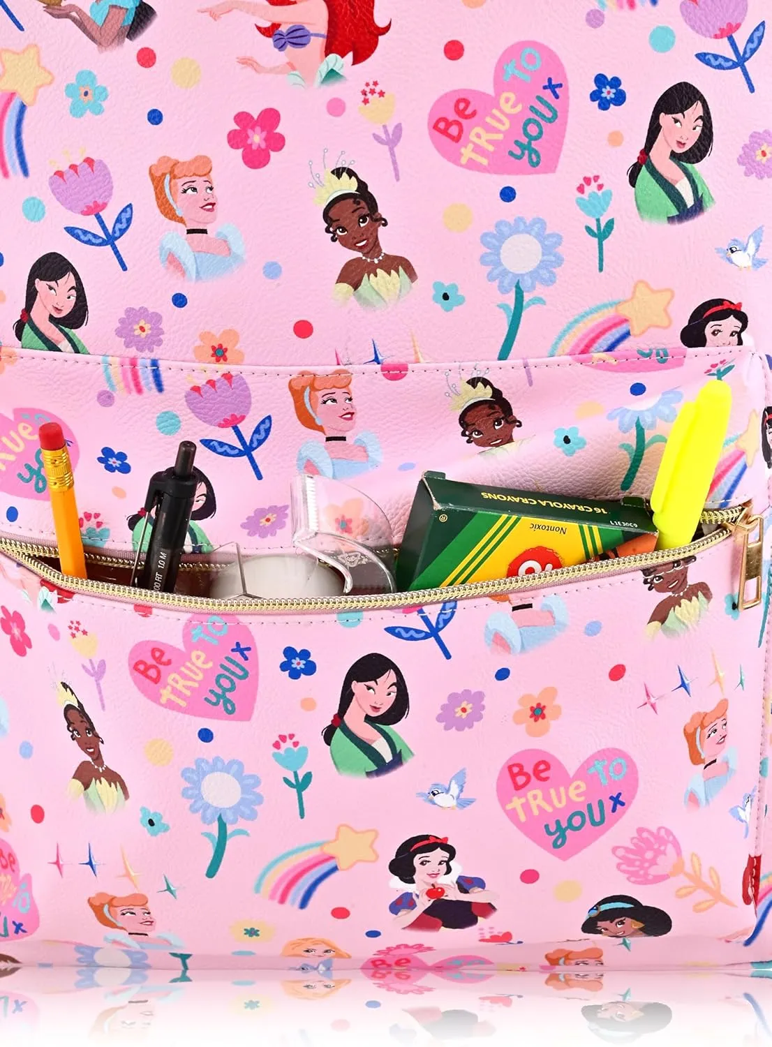 Disney Princess Backpack for Girls, Boys, Women, Men, Adults, Unisex | Cute PU Leather Large Princess Travel Backpack Purse Shoulder Purse | Disney Princess Bag and Disney Princess Accessories