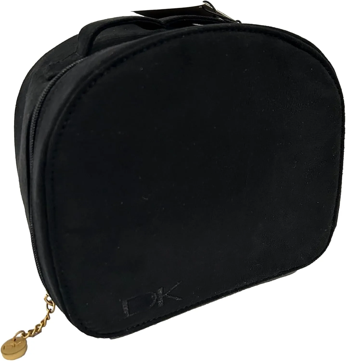 DKNY Donna Karan Black Train Case Cashmere Mist Fragrance Cosmetic Pouch Makeup Bag (EMPTY MAKEUP BAG) - Approx 7L x 7H x 5W