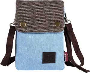 Dlames Canvas Small Cute Crossbody Cell Phone Purse Wallet Bag with Shoulder Strap for iPhone 15 Pro 14 Pro 13 Pro Galaxy S23 S22 S21 Google Pixel 5 4 3 - Blue