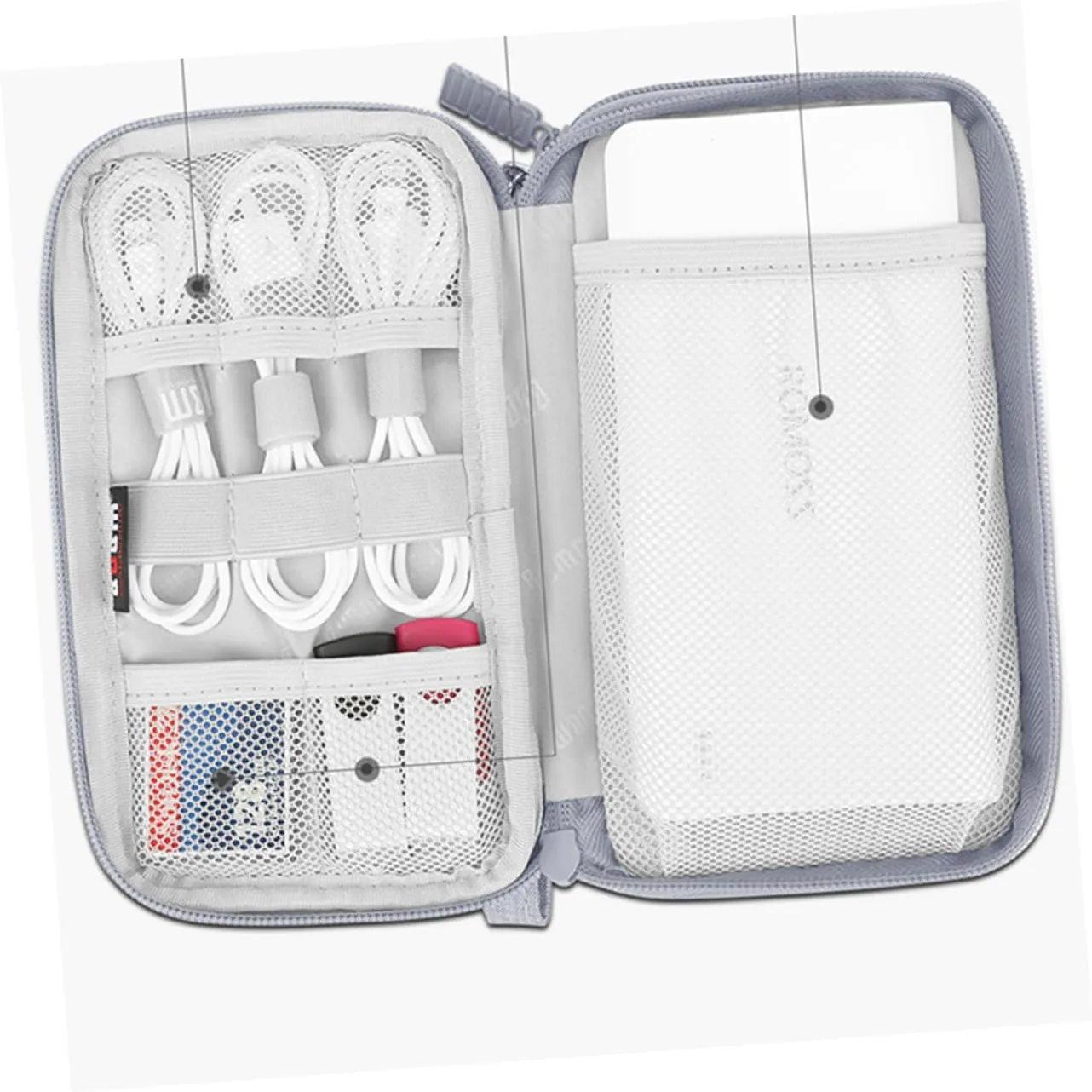 DOITOOL 2pcs Storage Bag for Data Cable Organizer Bags for Travel Battery Charger Carrying Case Data Line