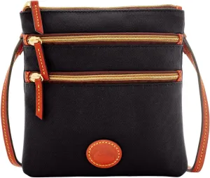 Dooney & Bourke Women's North South Triple Zip Crossbody in Lightweight Nylon, Handbag with Adjustable Shoulder Strap