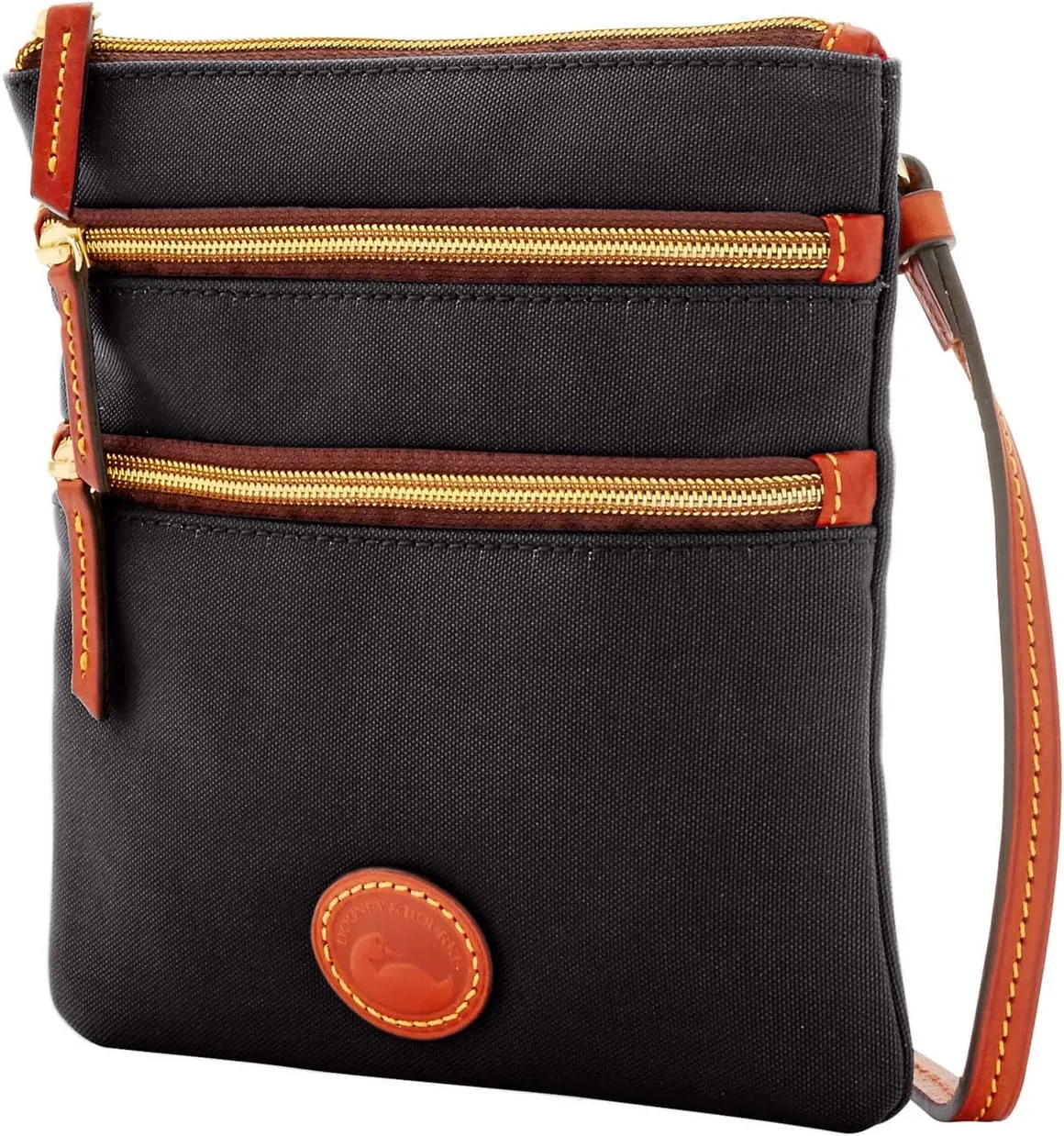 Dooney & Bourke Women's North South Triple Zip Crossbody in Lightweight Nylon, Handbag with Adjustable Shoulder Strap