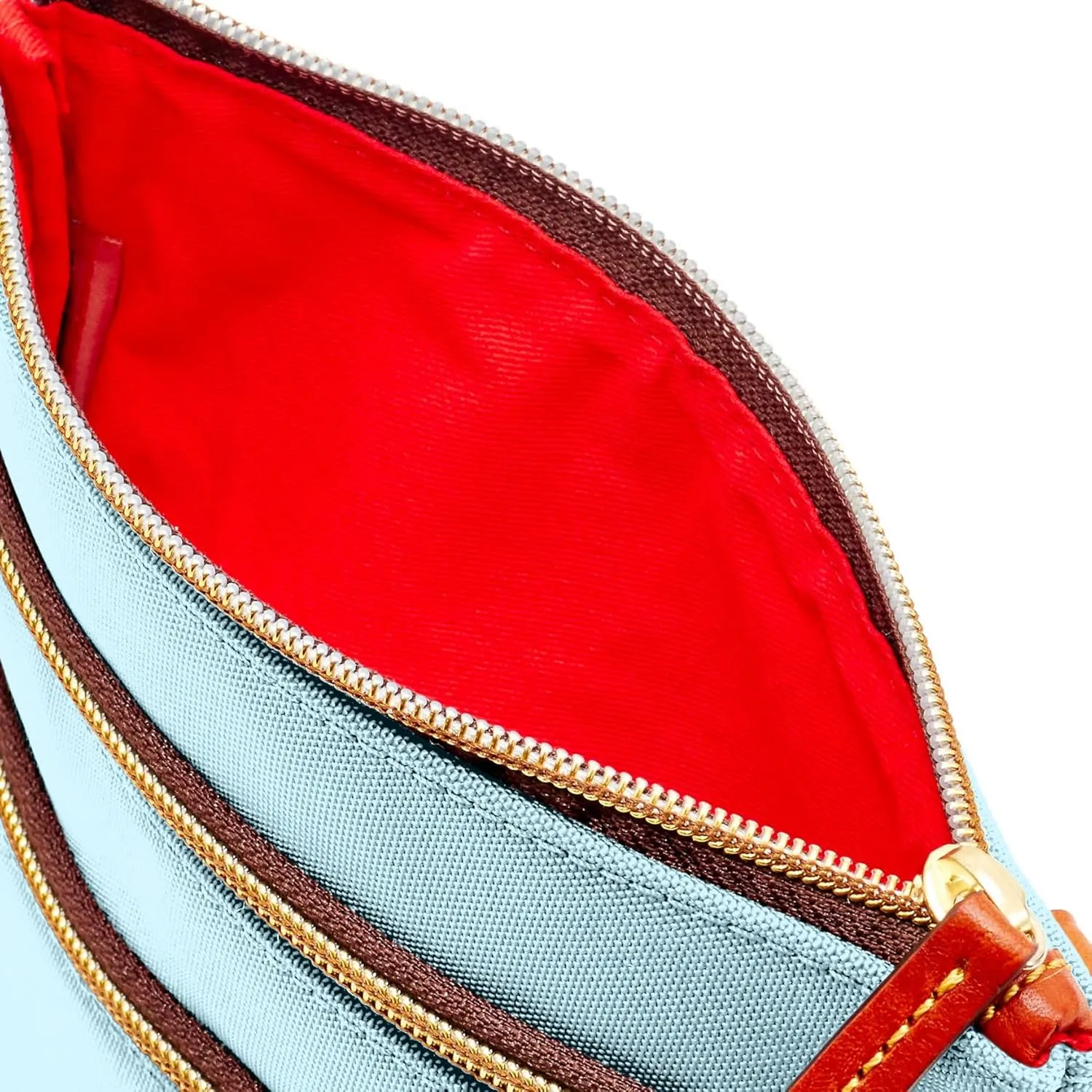 Dooney & Bourke Women's North South Triple Zip Crossbody in Lightweight Nylon, Handbag with Adjustable Shoulder Strap
