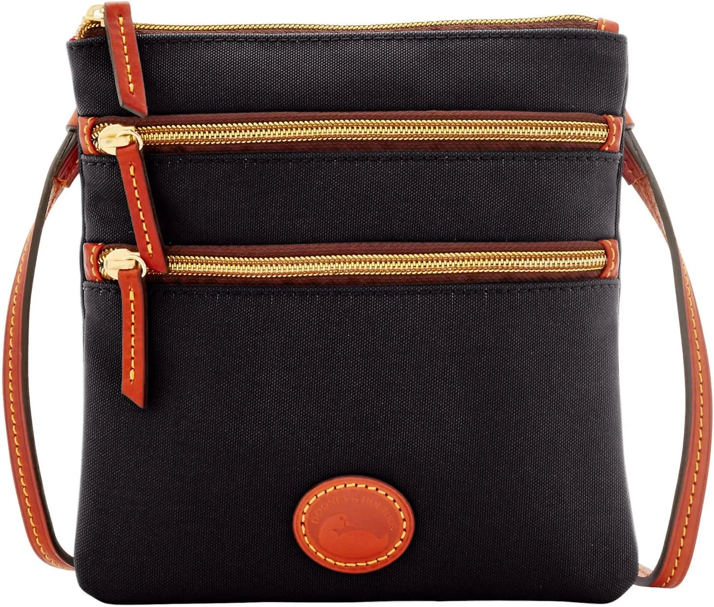 Dooney & Bourke Women's North South Triple Zip Crossbody in Lightweight Nylon, Handbag with Adjustable Shoulder Strap