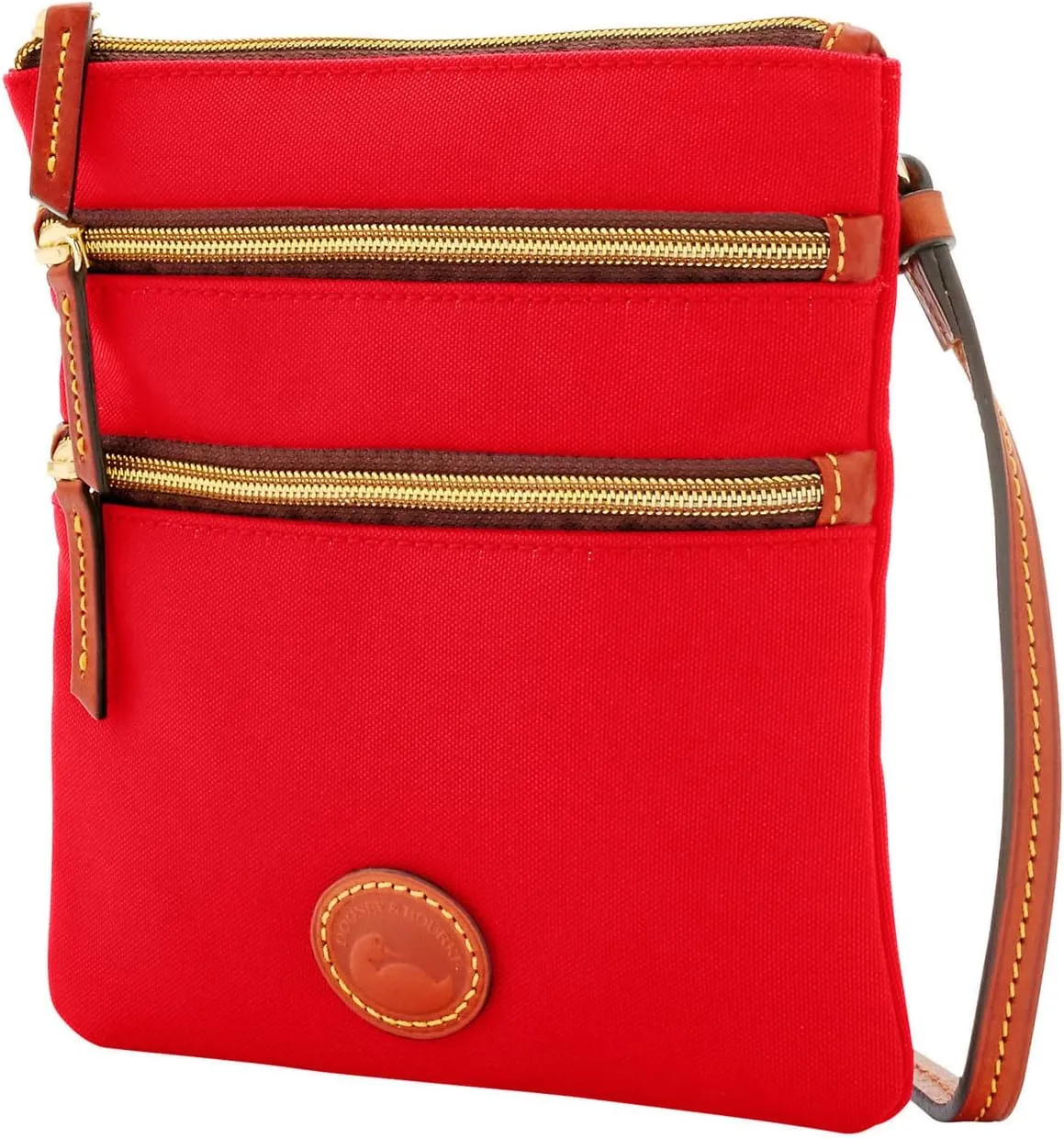 Dooney & Bourke Women's North South Triple Zip Crossbody in Lightweight Nylon, Handbag with Adjustable Shoulder Strap