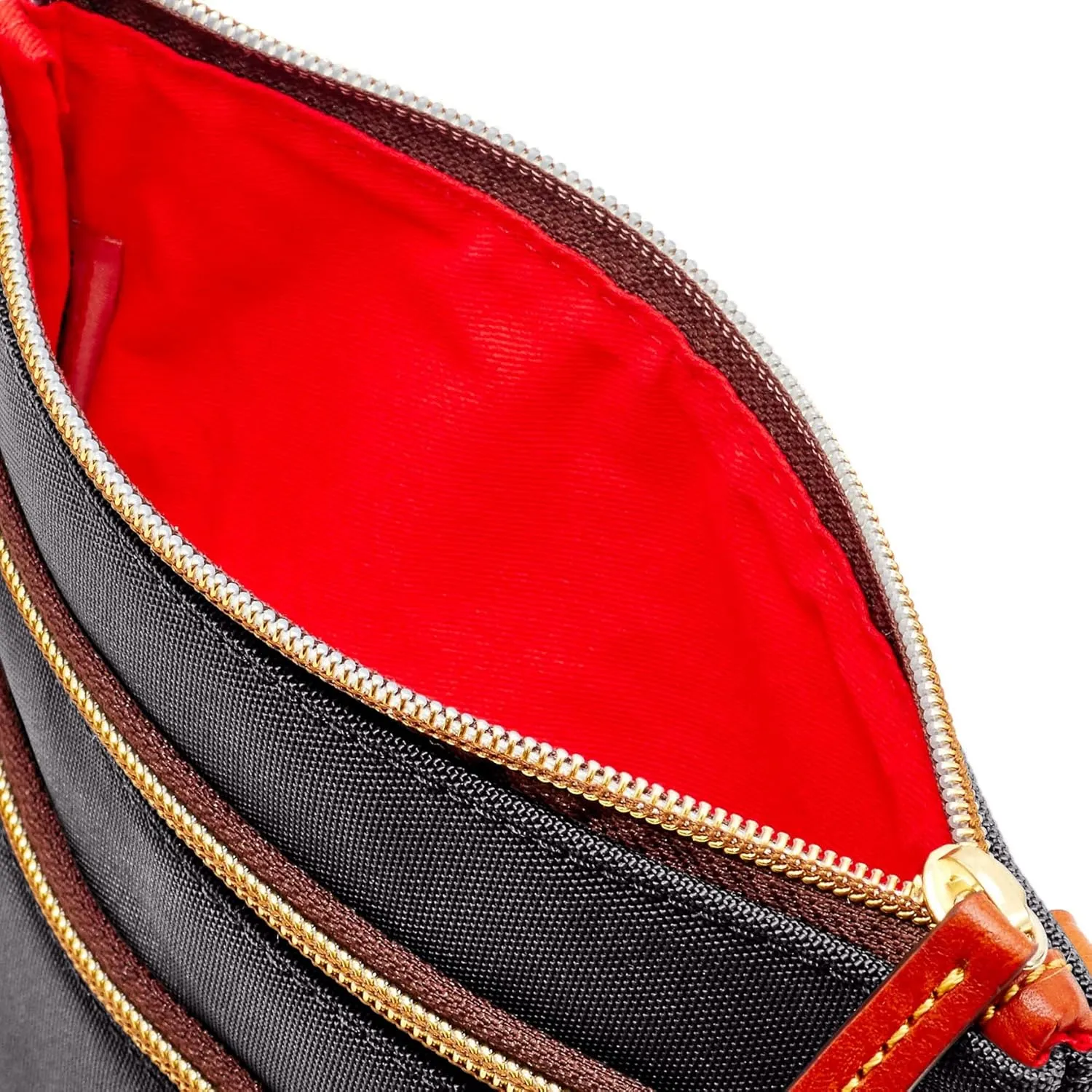 Dooney & Bourke Women's North South Triple Zip Crossbody in Lightweight Nylon, Handbag with Adjustable Shoulder Strap