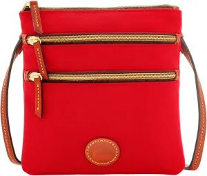 Dooney & Bourke Women's North South Triple Zip Crossbody in Lightweight Nylon, Handbag with Adjustable Shoulder Strap