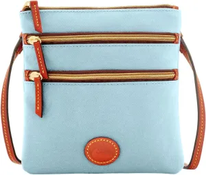 Dooney & Bourke Women's North South Triple Zip Crossbody in Lightweight Nylon, Handbag with Adjustable Shoulder Strap