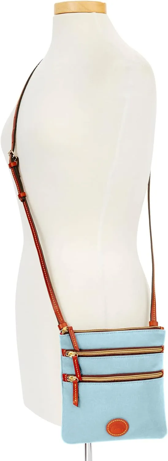 Dooney & Bourke Women's North South Triple Zip Crossbody in Lightweight Nylon, Handbag with Adjustable Shoulder Strap