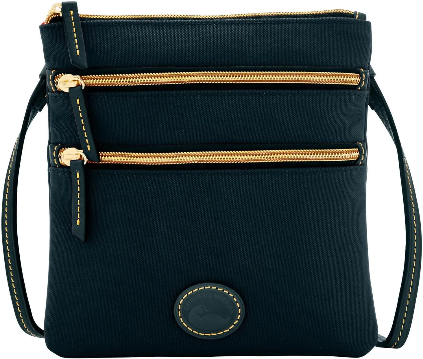 Dooney & Bourke Women's North South Triple Zip Crossbody in Lightweight Nylon, Handbag with Adjustable Shoulder Strap
