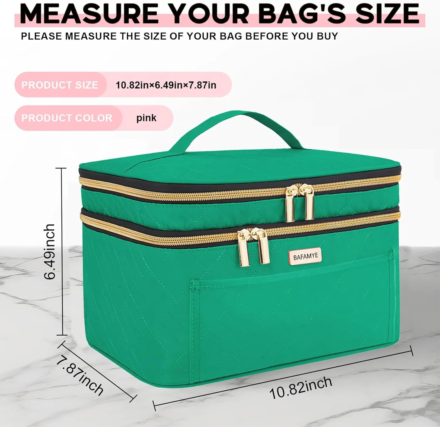 Double Layer Travel Makeup Bag Women, Large Cosmetic Case, Organizer for Travel-Size Accessories Bottles, Brushes, and Skin Care Products (Green, Double-Layer)