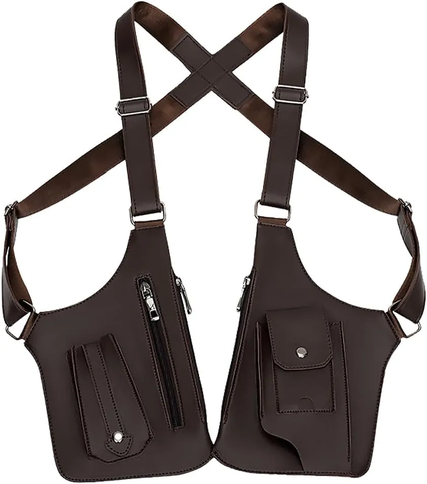 Double Shoulder Armpit Bag, 2025 New Multi-Pocket Anti-Theft Bag with Double Shoulder Straps, Underarm Leisure Backpack