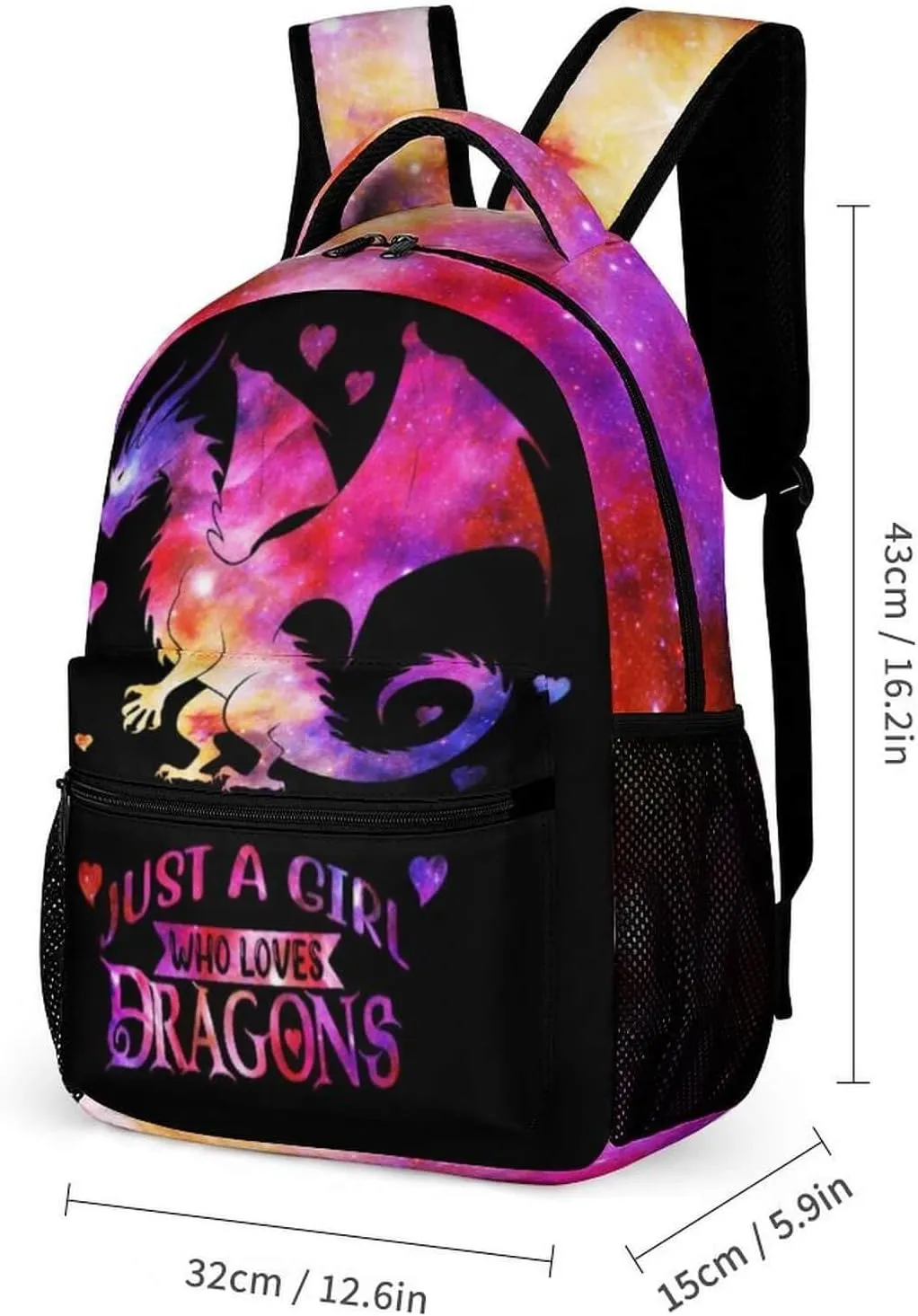 Dragon School Backpack, 16 Inch Cool Dragon Themed Bookbag for Kids Girls Boys, Personality School Backpack for Students Children, Lightweight, Large Capacity