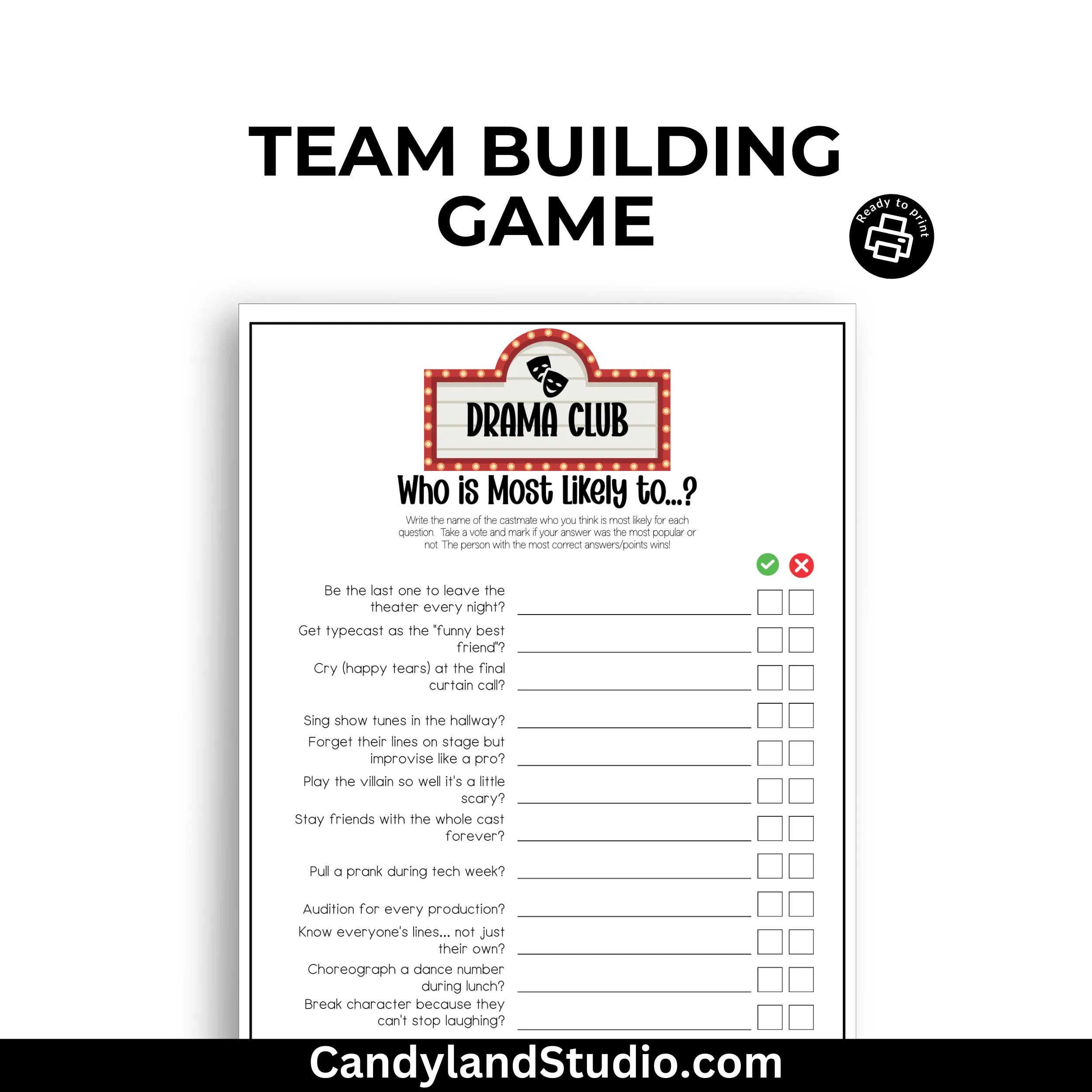 Drama Club Theater Game - Who is Most Likely