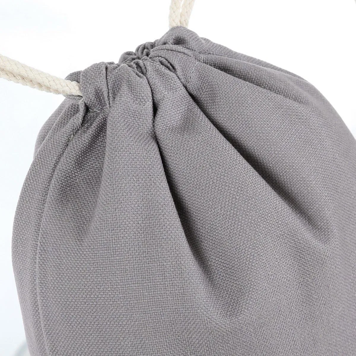 Drawstring Backpack Simple Style String Bag Canvas Beach Sport Daypack