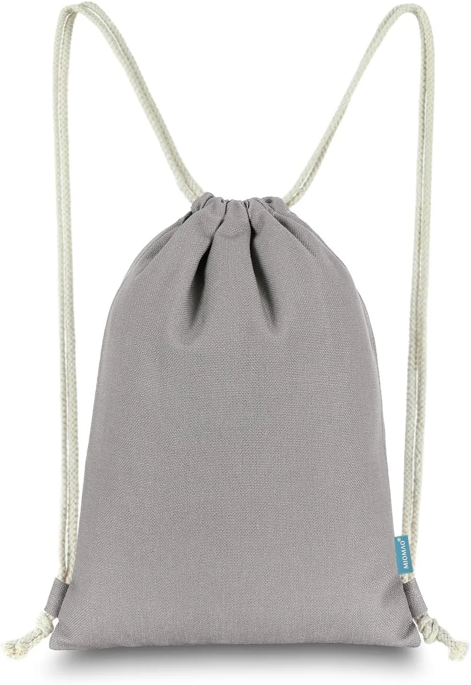 Drawstring Backpack Simple Style String Bag Canvas Beach Sport Daypack