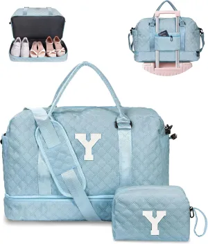 Duffle Bag for Women - Personalized Weekender with Shoulder Strap for Overnight Trips, Water-Resistant Pocket for Makeup, Travel Bag Gift for Sister or Friend