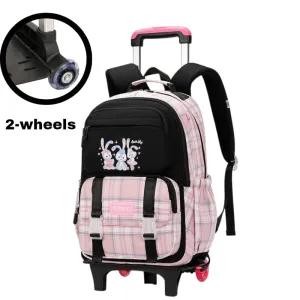Durable 2-Wheel Trolley Backpack for School Kids