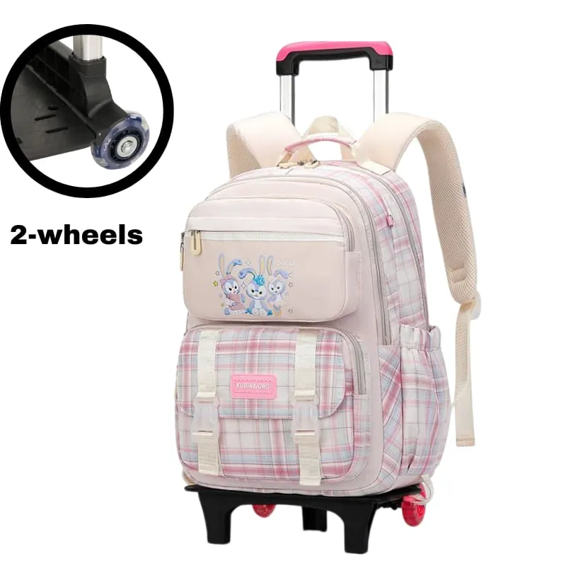 Durable 2-Wheel Trolley Backpack for School Kids