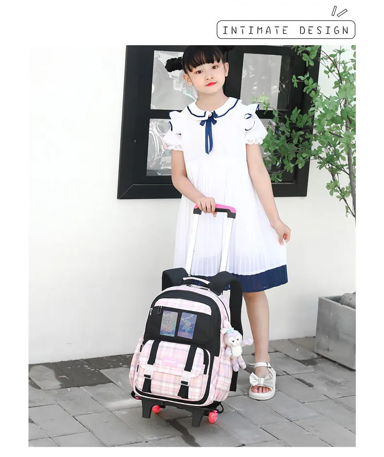 Durable 2-Wheel Trolley Backpack for School Kids