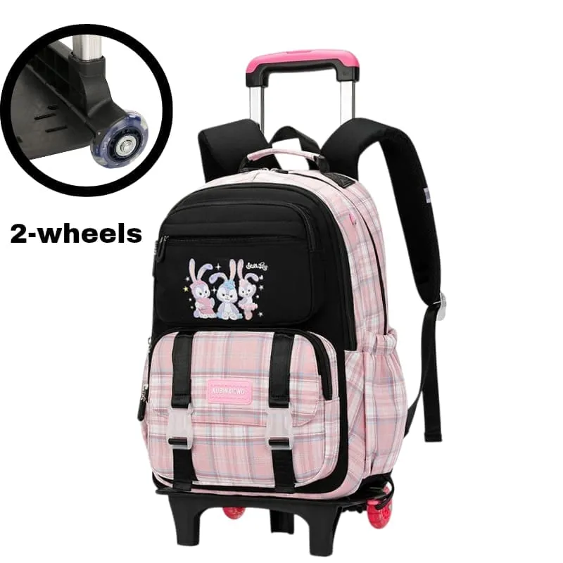 Durable 2-Wheel Trolley Backpack for School Kids